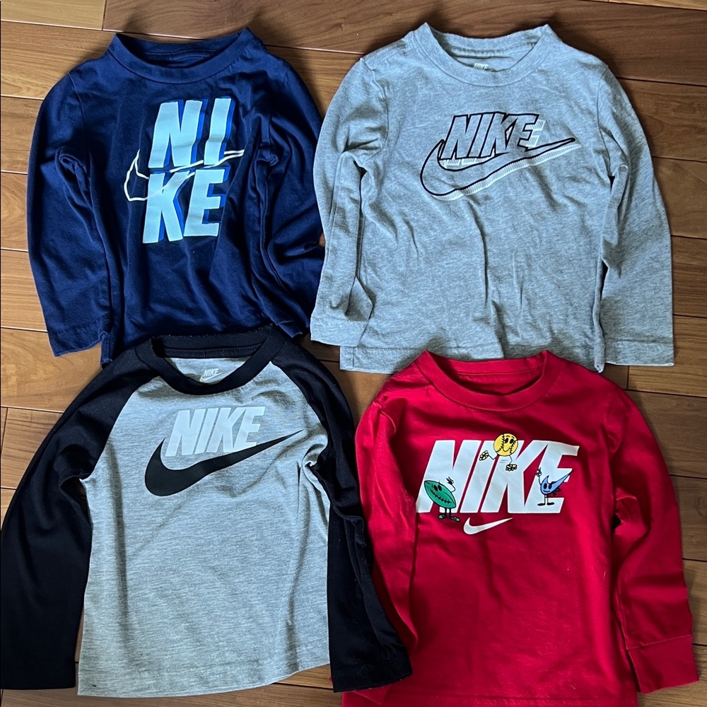 Nike Boys Long Sleeve Logo Tee Bundle 4 Colors | Size 2T
